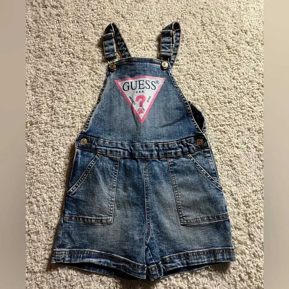 Girls Size 10 Vintage Guess Overall Shorts NWT